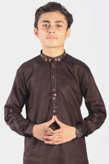 Boys Kurta Trouser- Dark Brown