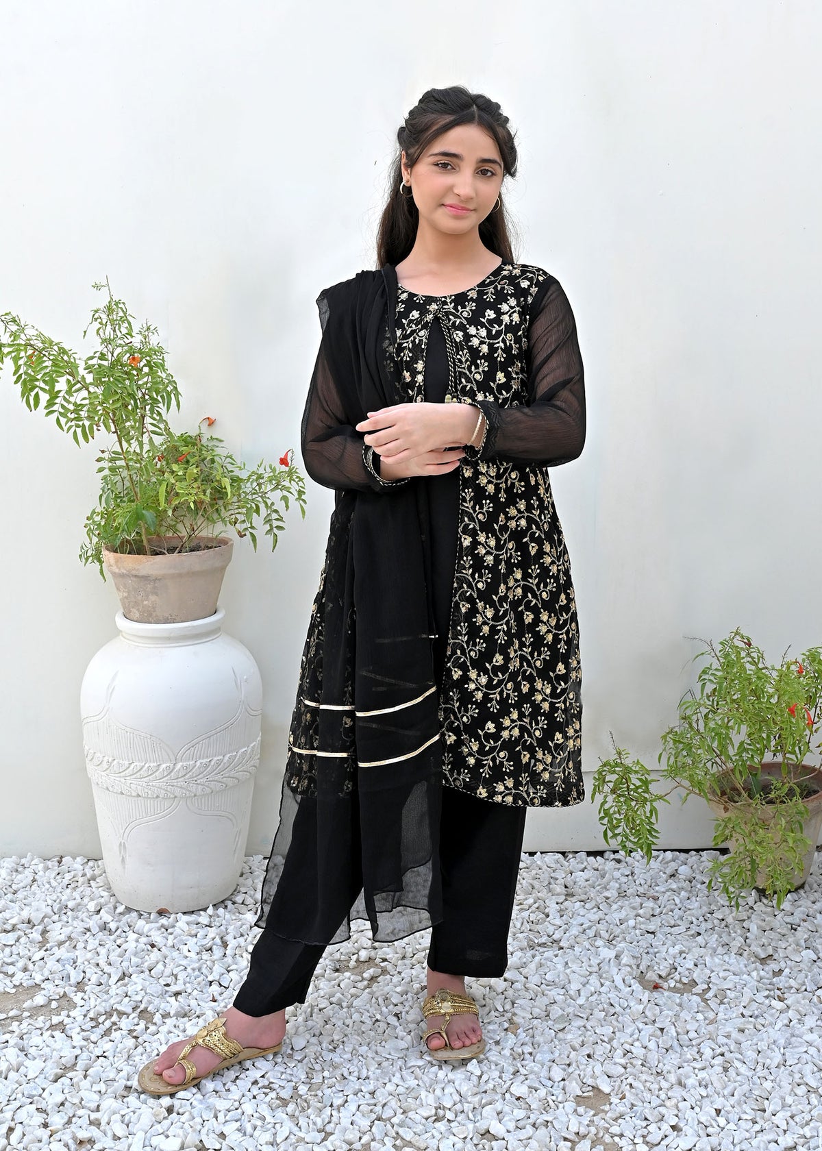 BLACK LUXURY EMBROIDERED CHIFFON