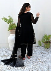 BLACK LUXURY EMBROIDERED CHIFFON