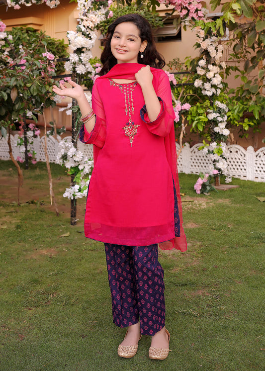 PINK 3PC CHIFFON SUIT