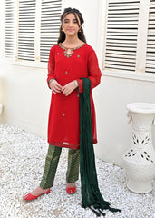 RED CHIFFON 3PC SUIT