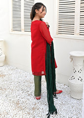 RED CHIFFON 3PC SUIT