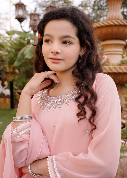 LIGHT PINK CHIFFON GHARARA