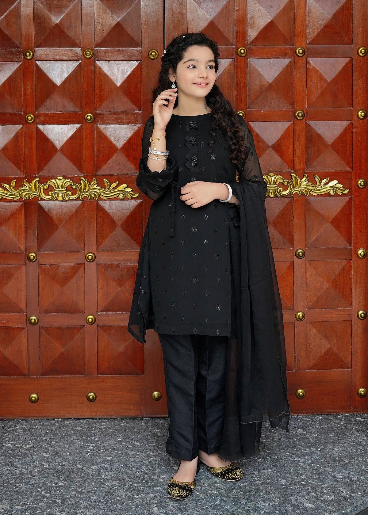 Black Embroidered Chiffon - wearmani