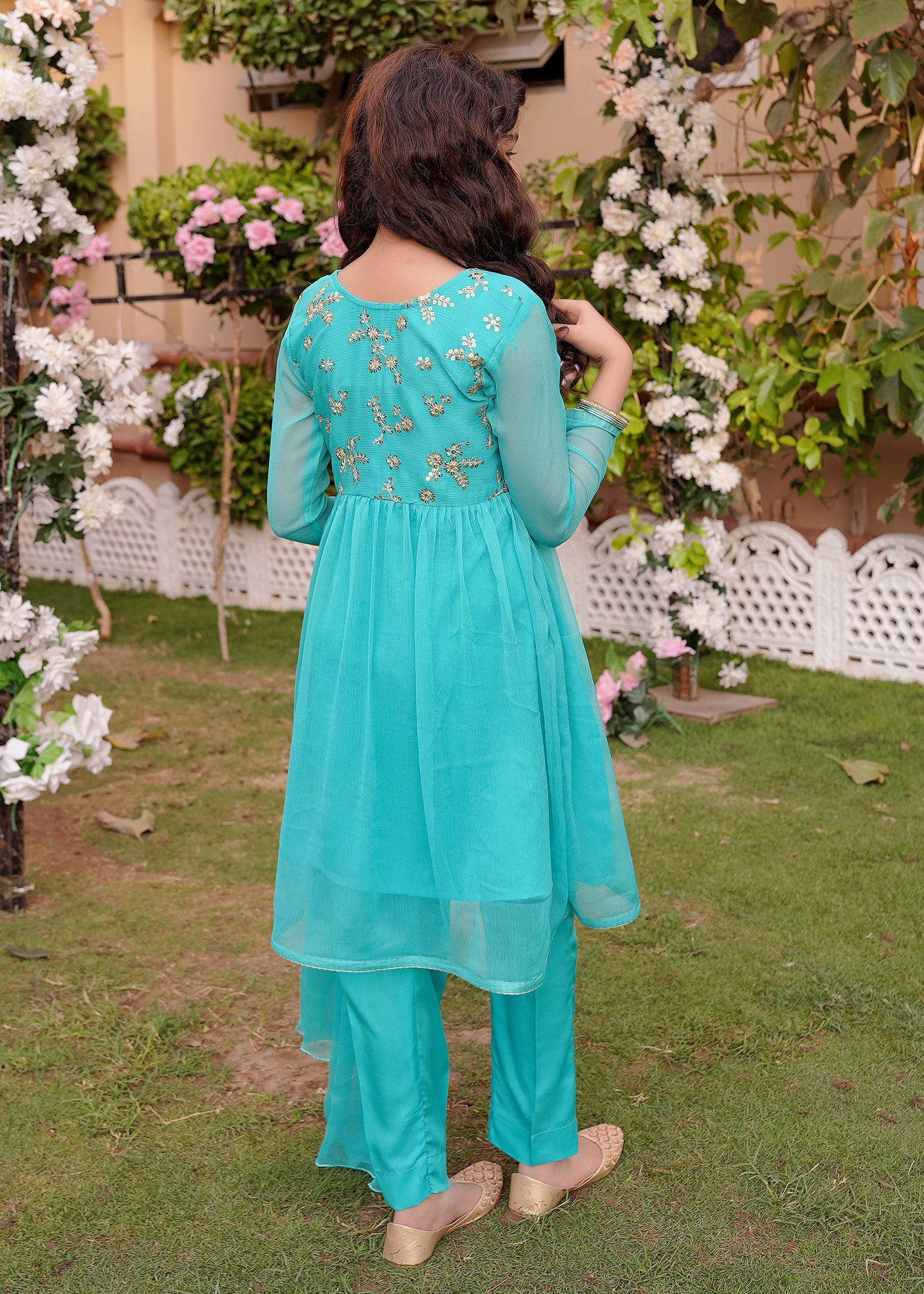 Aqua Green  Short Frock - wearmani