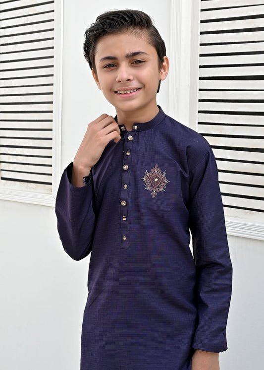 PURPLE BLENDED KURTA PAJAMA