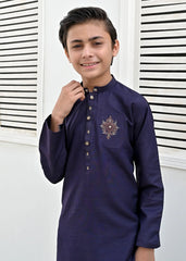 PURPLE BLENDED KURTA PAJAMA -  Pakistani Festive Kids Collection