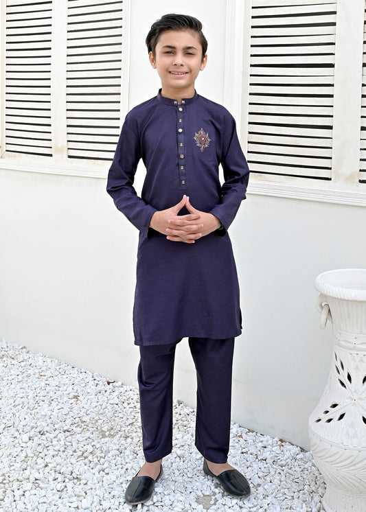 PURPLE BLENDED KURTA PAJAMA