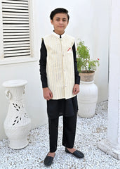 CREAM  SILK WAISTCOAT -  Pakistani Festive Kids Collection