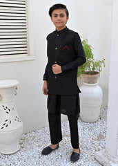 BLACK EMBROIDERED WAISTCOAT